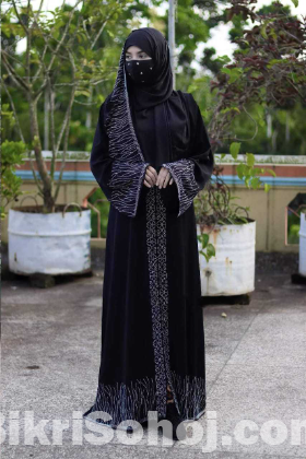 স্টোন পার্টি বোরকা হিজাব সহ ফুল সেট